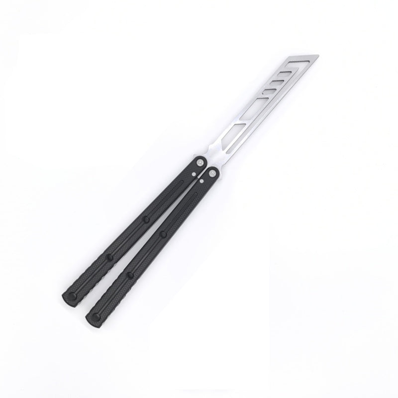 TITUS Kraken 7 Series V3 Bailisong Butterfly Trainer Knife Silver Tanto Bowie VG10 Blade 7075 Aluminum Channel Handle Bushing System Jilt Free-swinging Knives
