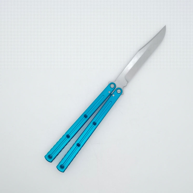 TITUS Kraken 7 Series V3 Bailisong Butterfly Trainer Knife Silver Tanto Bowie VG10 Blade 7075 Aluminum Channel Handle Bushing System Jilt Free-swinging Knives