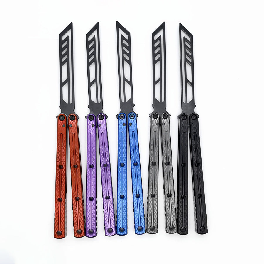 TITUS Kraken V3 Bailisong Butterfly Trainer Knife Black Bowie Tanto Spear VG10 Blade 7075 Aluminum Channel Handle Bushing System Jilt Free-swinging Knives