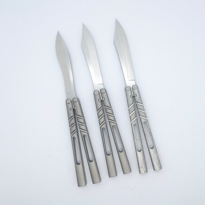 TITUS Alpha Beast Infinity ABI Bailisong Butterfly Knife Channel Titanium Handle Imitation Ice Grain VG10 Blade Bushing System Jilt Free-swinging Knives