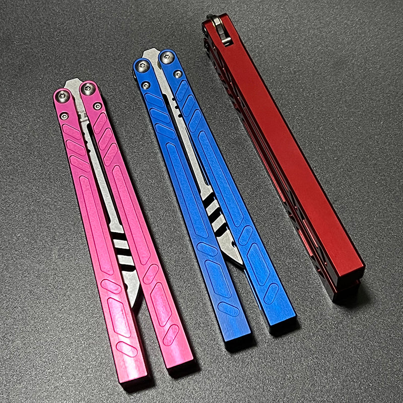 TITUS Barebones BB V3 Bailisong Butterfly Trainer Knife 7075 Aluminum Channel Handle Bushing System Jilt Free-swinging Knives