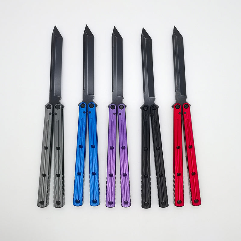 TITUS Kraken V3 Bailisong Butterfly Trainer Knife Black Bowie Tanto Spear VG10 Blade 7075 Aluminum Channel Handle Bushing System Jilt Free-swinging Knives
