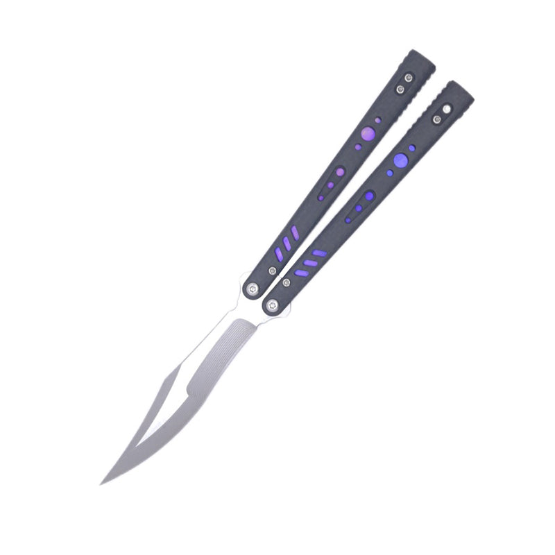 TITUS Rep Replicant Bailisong Butterfly Knife Carbon Fiber+Lined Titanium Handle 888 Blade Bushing System Jilt Free-swinging Knives