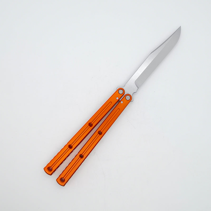 TITUS Kraken 7 Series V3 Bailisong Butterfly Trainer Knife Silver Tanto Bowie VG10 Blade 7075 Aluminum Channel Handle Bushing System Jilt Free-swinging Knives