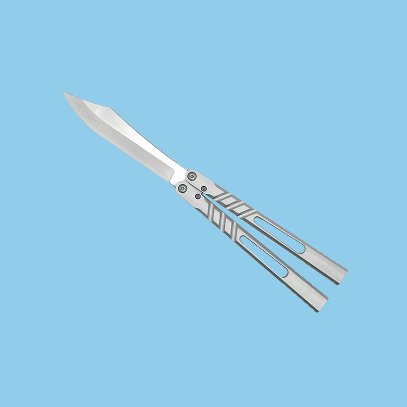 TITUS Alpha Beast AB V2 Bailisong Butterfly Trainer Knife Silver Tanto VG10 7075 Aluminum Channel Handle Bushing System Jilt Free-swinging Knives