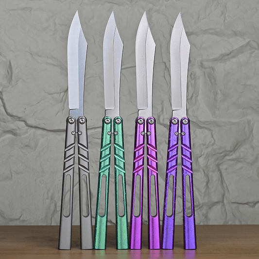 TITUS Alpha Beast Infinity ABI Bailisong Butterfly Knife Channel Titanium Handle Imitation Ice Grain VG10 Blade Bushing System Jilt Free-swinging Knives