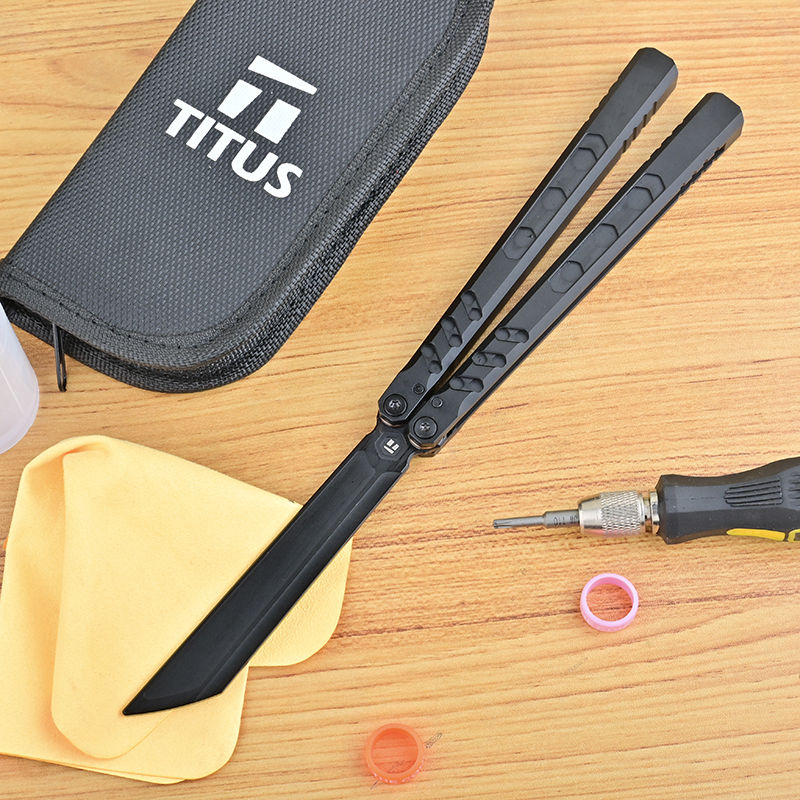 TITUS HEX Bailisong Butterfly Trainer Knife 7075 Aluminum Channel Handle Bushing System Jilt Free-swinging Knives