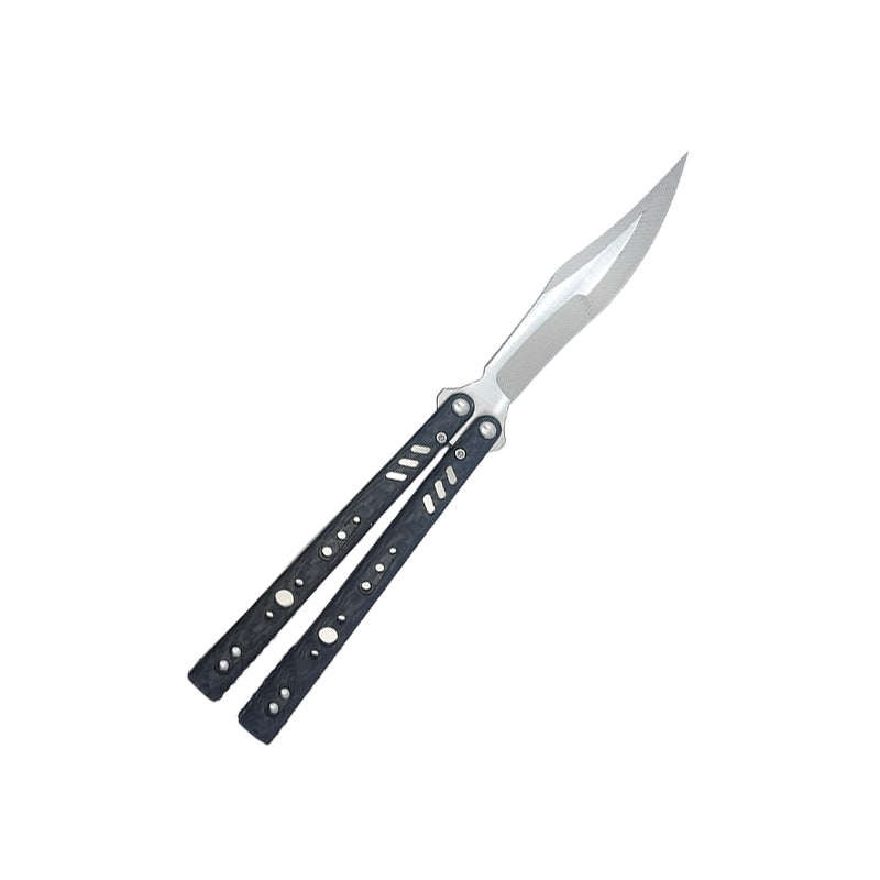 TITUS Rep Replicant Bailisong Butterfly Knife Carbon Fiber+Lined Titanium Handle 888 Blade Bushing System Jilt Free-swinging Knives