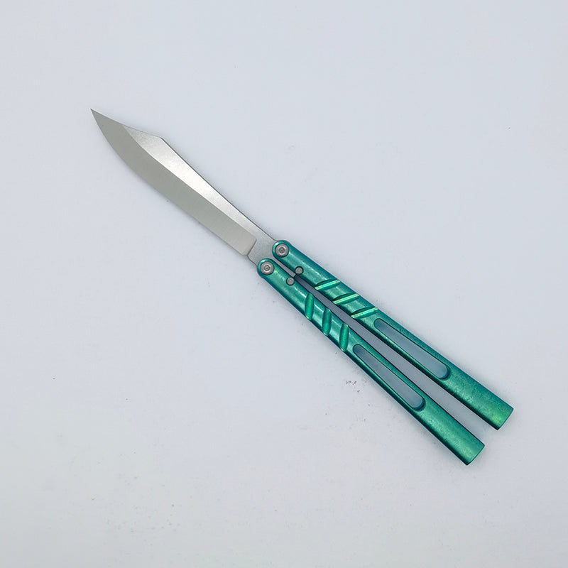 TITUS Alpha Beast Infinity ABI Bailisong Butterfly Knife Channel Titanium Handle Imitation Ice Grain VG10 Blade Bushing System Jilt Free-swinging Knives