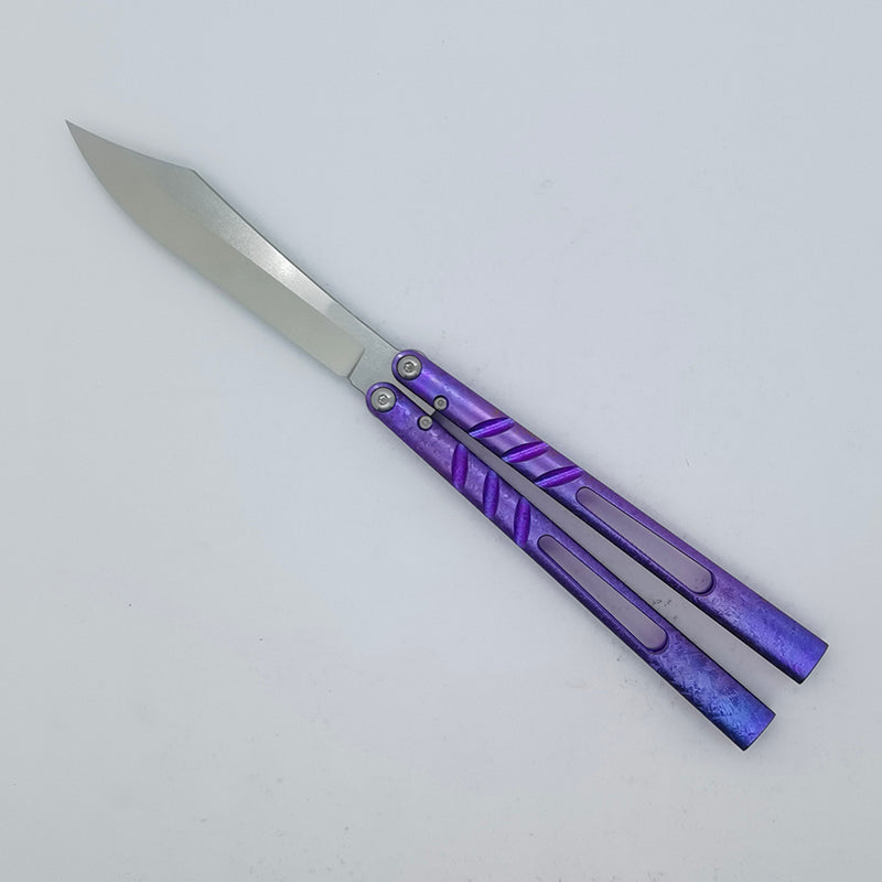 TITUS Alpha Beast Infinity ABI Bailisong Butterfly Knife Channel Titanium Handle Imitation Ice Grain VG10 Blade Bushing System Jilt Free-swinging Knives