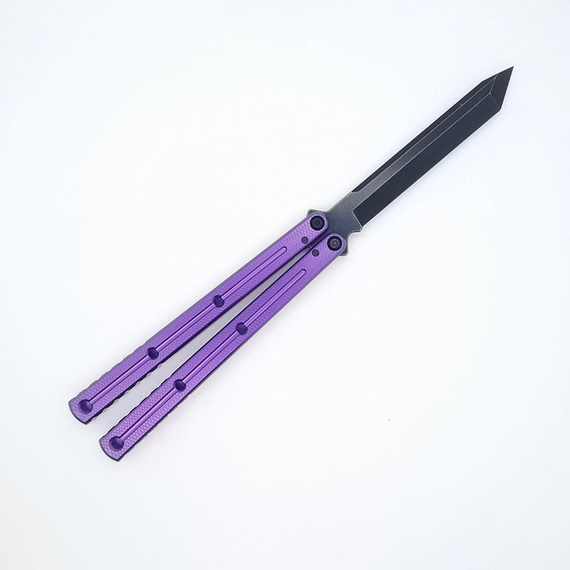 TITUS Kraken V3 Bailisong Butterfly Trainer Knife Black Bowie Tanto Spear VG10 Blade 7075 Aluminum Channel Handle Bushing System Jilt Free-swinging Knives