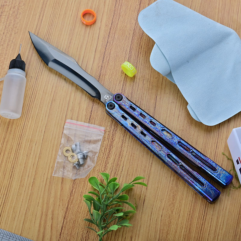 TITUS Echo Bailisong Butterfly Knife Titanium Handle VG10 Blade Bushing System Jilt Free-swinging Knives