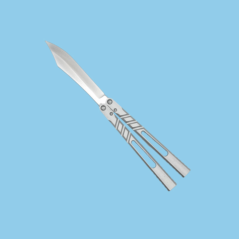 TITUS Alpha Beast AB V2 Bailisong Butterfly Trainer Knife Silver Tanto VG10 7075 Aluminum Channel Handle Bushing System Jilt Free-swinging Knives