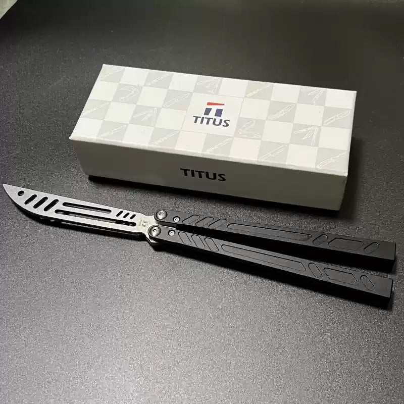 TITUS Barebones BB V3 Bailisong Butterfly Trainer Knife 7075 Aluminum Channel Handle Bushing System Jilt Free-swinging Knives
