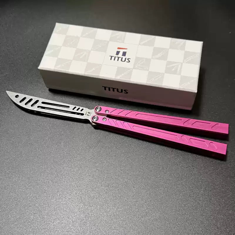TITUS Barebones BB V3 Bailisong Butterfly Trainer Knife 7075 Aluminum Channel Handle Bushing System Jilt Free-swinging Knives