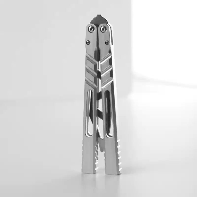 TITUS Alpha Beast AB V2 Bailisong Butterfly Trainer Knife Silver Tanto VG10 7075 Aluminum Channel Handle Bushing System Jilt Free-swinging Knives