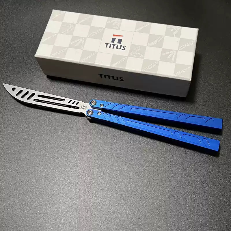 TITUS Barebones BB V3 Bailisong Butterfly Trainer Knife 7075 Aluminum Channel Handle Bushing System Jilt Free-swinging Knives