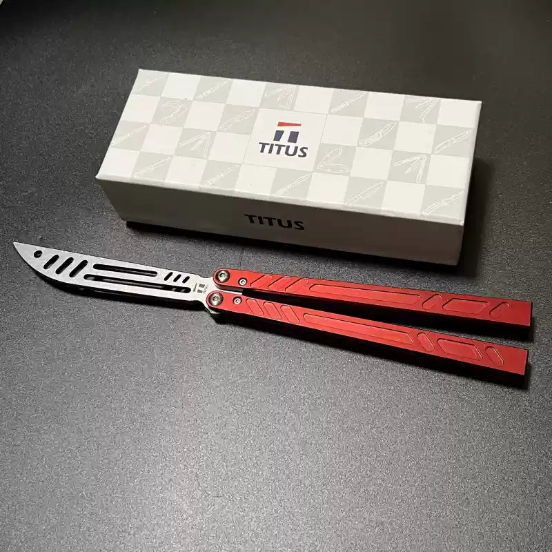 TITUS Barebones BB V3 Bailisong Butterfly Trainer Knife 7075 Aluminum Channel Handle Bushing System Jilt Free-swinging Knives