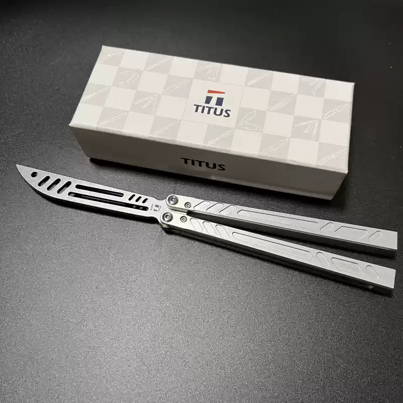 TITUS Barebones BB V3 Bailisong Butterfly Trainer Knife 7075 Aluminum Channel Handle Bushing System Jilt Free-swinging Knives