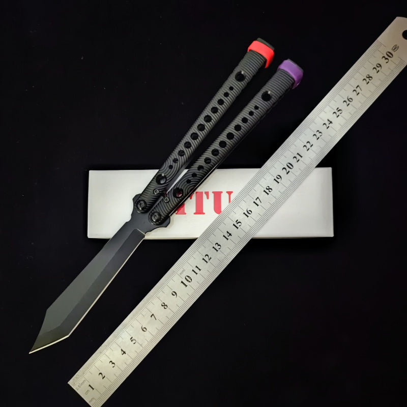 TITUS Rep Dot V2 Replicant Holes Bailisong Butterfly Knife Tanto Edge 7075 Aluminum Channel Handle Bushing System Jilt Free-swinging Knives