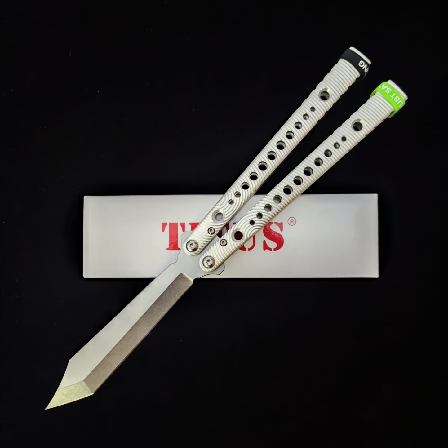 TITUS Rep Dot V2 Replicant Holes Bailisong Butterfly Knife Tanto Edge 7075 Aluminum Channel Handle Bushing System Jilt Free-swinging Knives