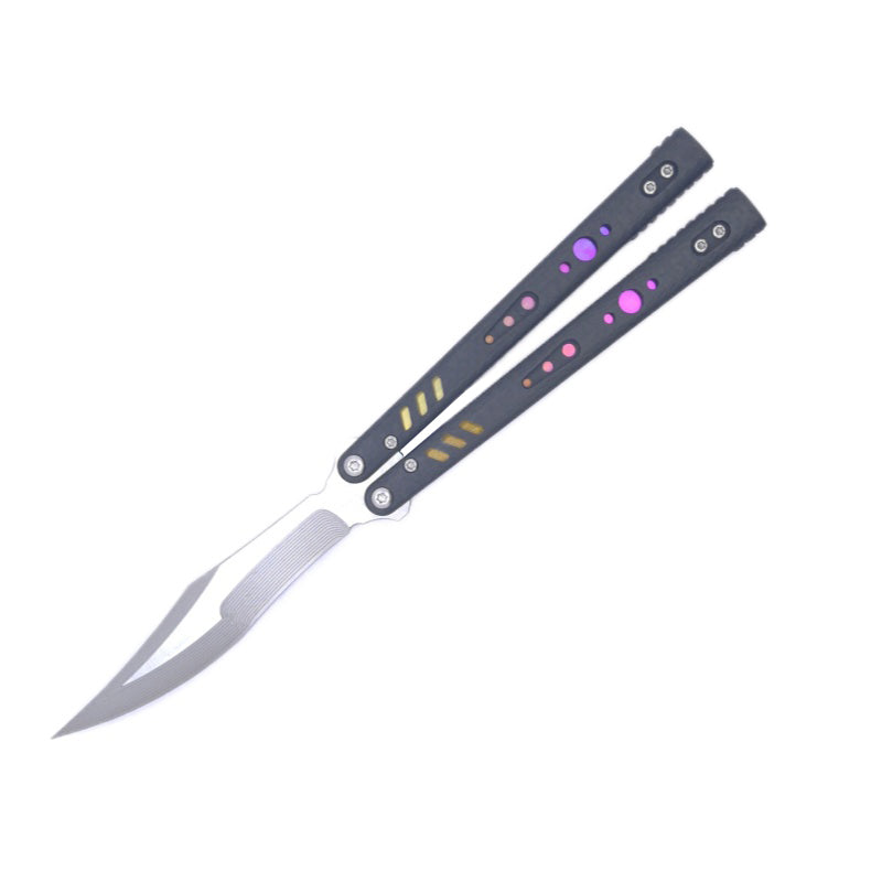 TITUS Rep Replicant Bailisong Butterfly Knife Carbon Fiber+Lined Titanium Handle 888 Blade Bushing System Jilt Free-swinging Knives