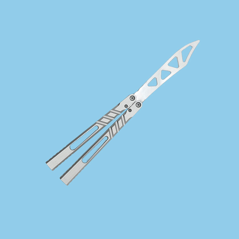 TITUS Alpha Beast AB V2 Bailisong Butterfly Trainer Knife Silver Tanto VG10 7075 Aluminum Channel Handle Bushing System Jilt Free-swinging Knives