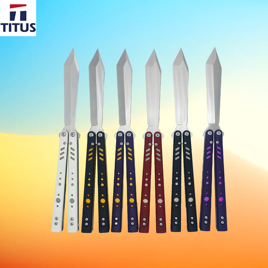 TITUS Rep Replicant Bailisong Butterfly Knife G10+Lined Titanium Handle VG10 Tanto Blade Bushing System Jilt Free-swinging Knives