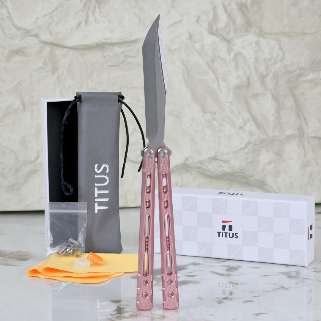 TITUS Sirius T VG10 blade Bailisong Butterfly Knife  7075 Aluminum Channel Handle  Bushing System Jilt Free-swinging Knives