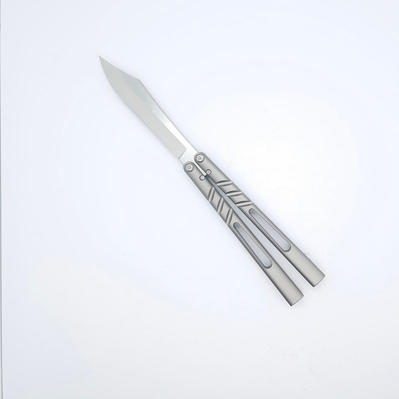 TITUS Alpha Beast Infinity ABI Bailisong Butterfly Knife Channel Titanium Handle Imitation Ice Grain VG10 Blade Bushing System Jilt Free-swinging Knives
