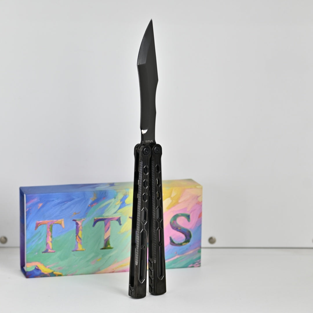 TITUS Echo Bailisong Butterfly Knife Titanium Handle VG10 Blade Bushing System Jilt Free-swinging Knives