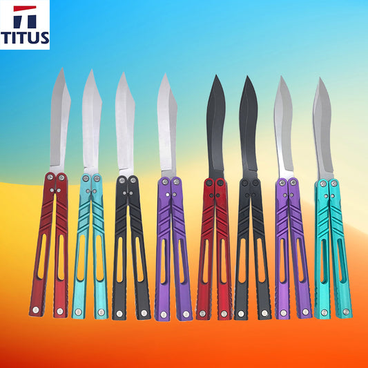 TITUS Alpha Beast AB V3 Bailisong Butterfly Trainer Knife Tanto VG10 7075 Aluminum Channel Handle Bushing System Jilt Free-swinging Knives