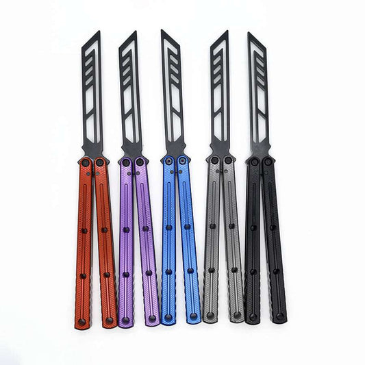 TITUS Kraken V3 Bailisong Butterfly Trainer Knife Black Bowie Tanto Spear VG10 Blade 7075 Aluminum Channel Handle Bushing System Jilt Free-swinging Knives