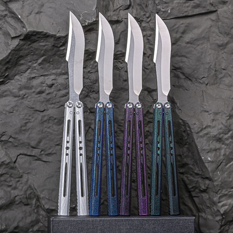 TITUS Renard Bailisong Butterfly Knife Ceramic Surface 7075 Aluminum Channel Handle VG10 Blade Bushing System Jilt Free-swinging Knives