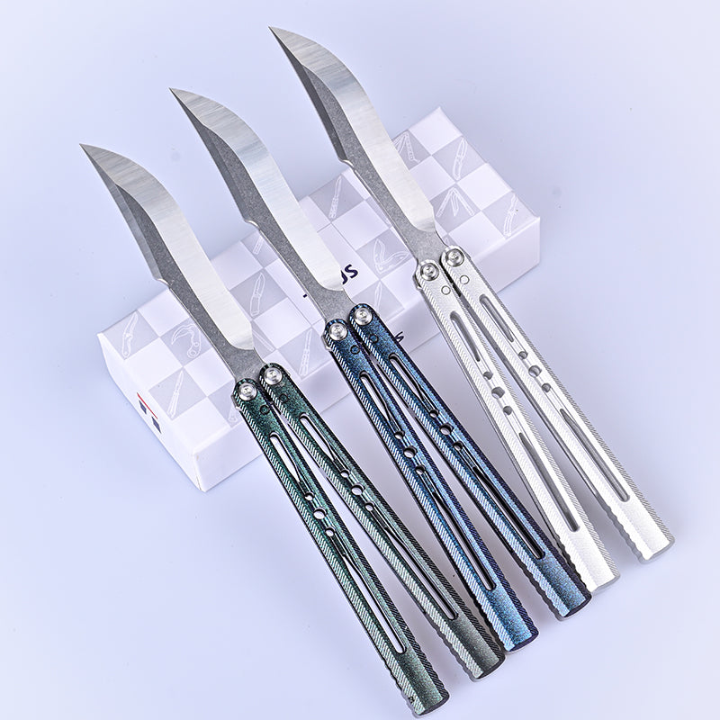 TITUS Renard Bailisong Butterfly Knife Ceramic Surface 7075 Aluminum Channel Handle VG10 Blade Bushing System Jilt Free-swinging Knives