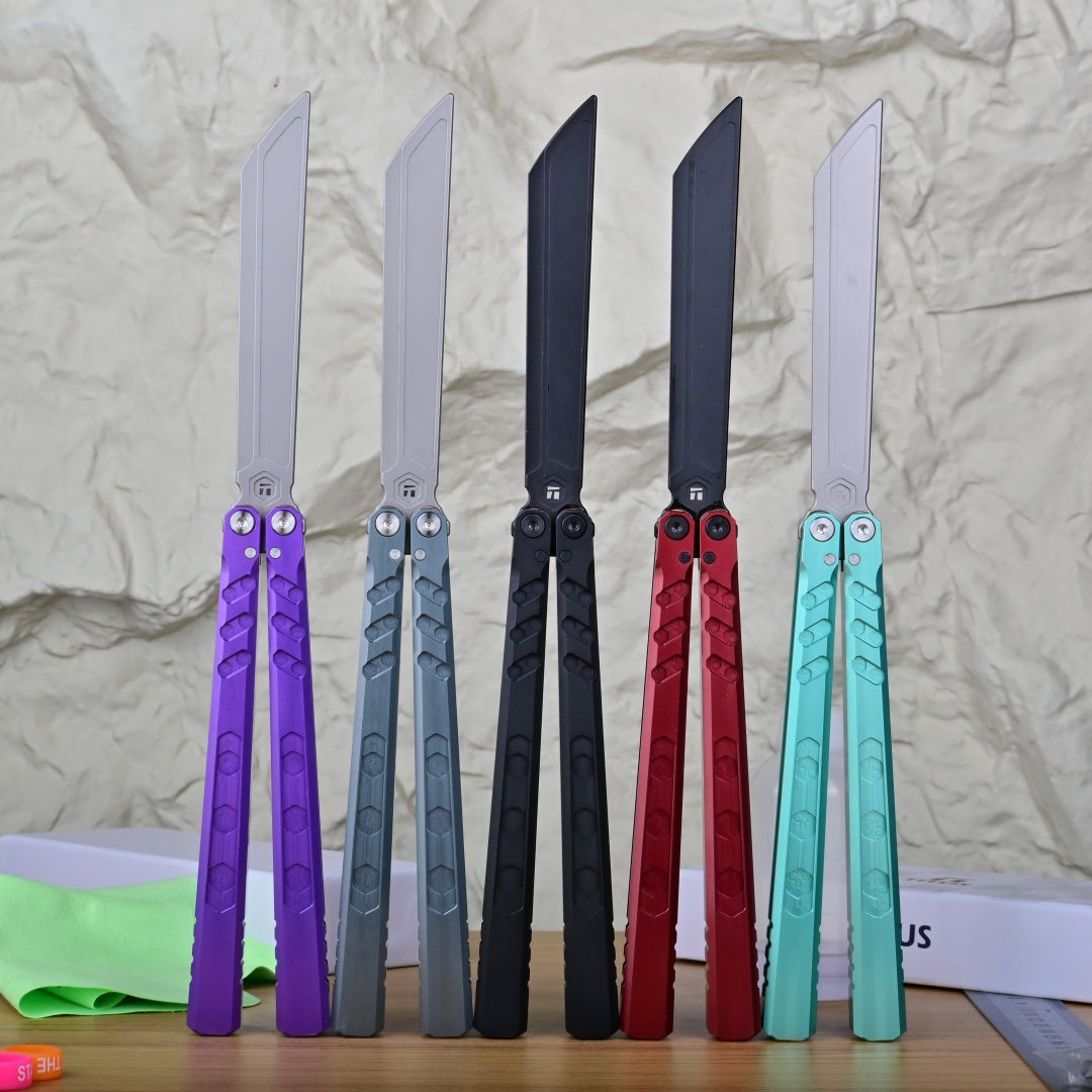 TITUS HEX Bailisong Butterfly Trainer Knife 7075 Aluminum Channel Handle Bushing System Jilt Free-swinging Knives