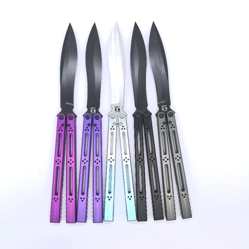 TITUS Basilisk V3 Bailisong Butterfly Trainer Knife Tuning Fork VG10 Bowie 7075 Aluminum+G10 Channel Handle Bushing System Jilt Free-swinging Knives
