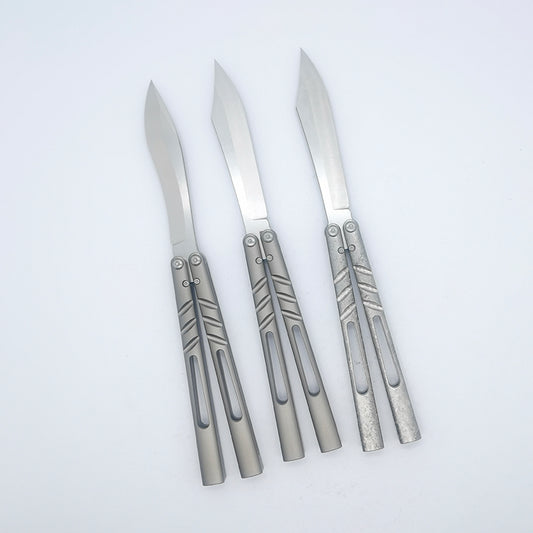 TITUS Alpha Beast Infinity ABI Bailisong Butterfly Knife Channel Titanium Handle Imitation Ice Grain VG10 Blade Bushing System Jilt Free-swinging Knives