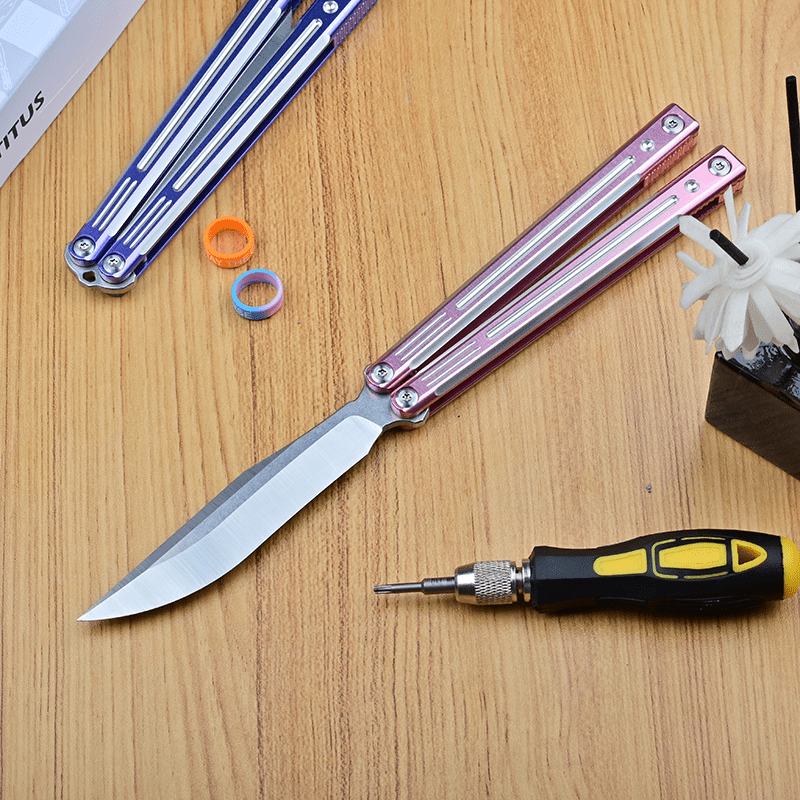 TITUS Orion Bailisong Butterfly Knife 7075 Aluminum Channel Handle VG10 Blade Bushing System Jilt Free-swinging Knives