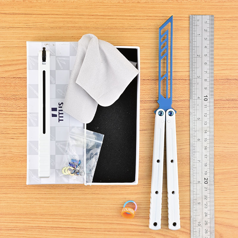 TITUS Kraken Winter Limited Edition Bailisong Butterfly Knife White Ceramic Surface 7075 Aluminum Channel Handle VG10 Blade Bushing System Jilt Free-swinging Knives