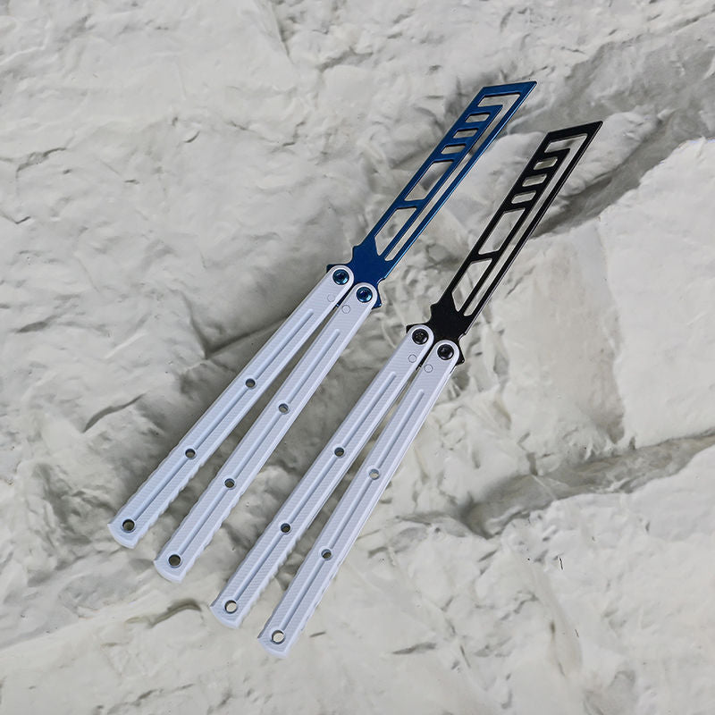 TITUS Kraken Winter Limited Edition Bailisong Butterfly Knife White Ceramic Surface 7075 Aluminum Channel Handle VG10 Blade Bushing System Jilt Free-swinging Knives