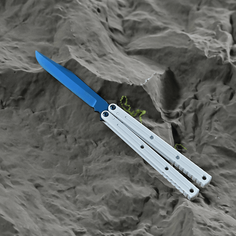 TITUS Kraken Winter Limited Edition Bailisong Butterfly Knife White Ceramic Surface 7075 Aluminum Channel Handle VG10 Blade Bushing System Jilt Free-swinging Knives