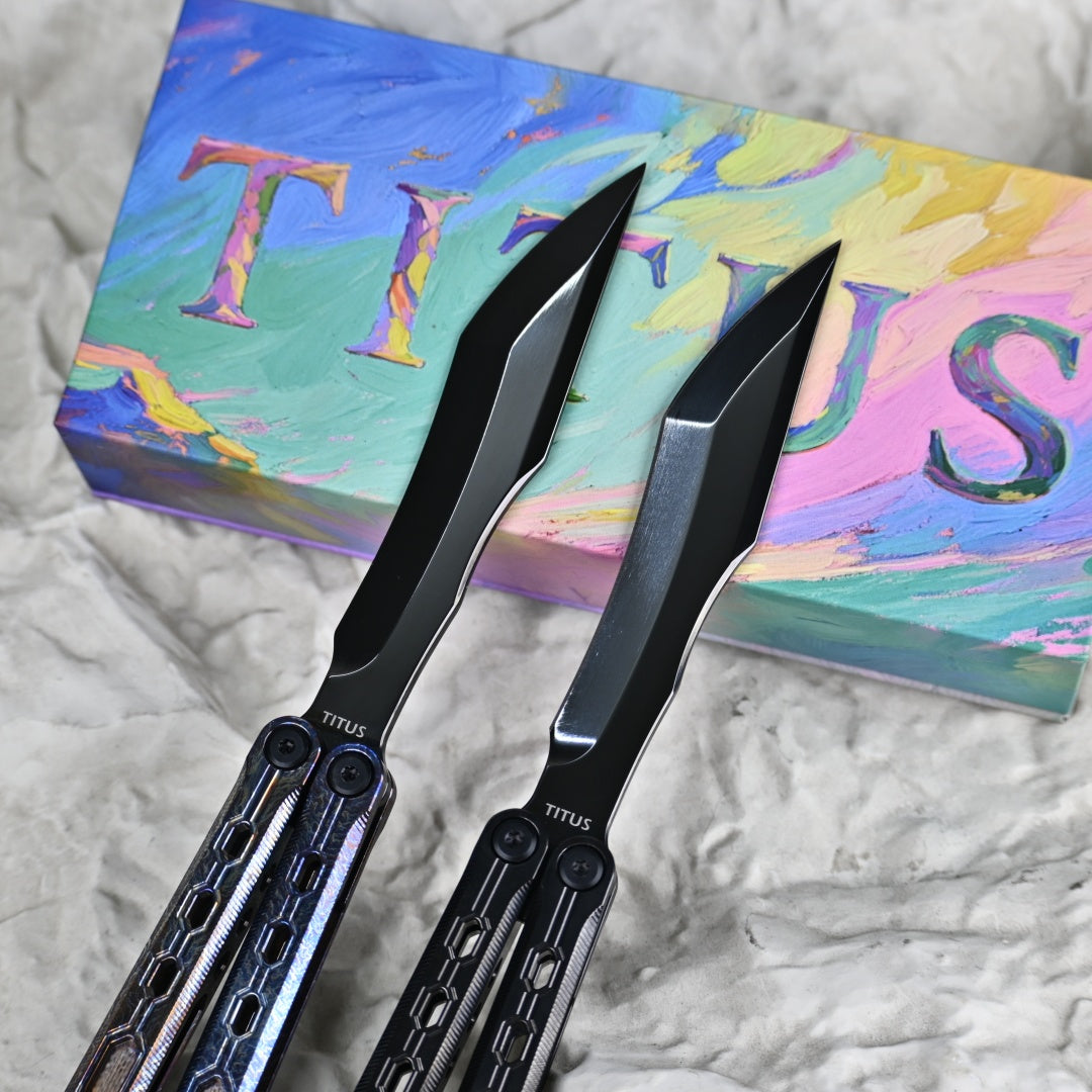 TITUS Echo Bailisong Butterfly Knife Titanium Handle VG10 Blade Bushing System Jilt Free-swinging Knives