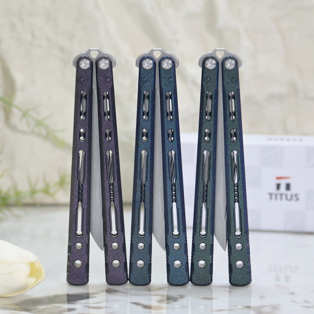 TITUS Sirius K  VG10 blade Bailisong Butterfly Knife  7075 Aluminum Channel Handle  Bushing System Jilt Free-swinging Knives