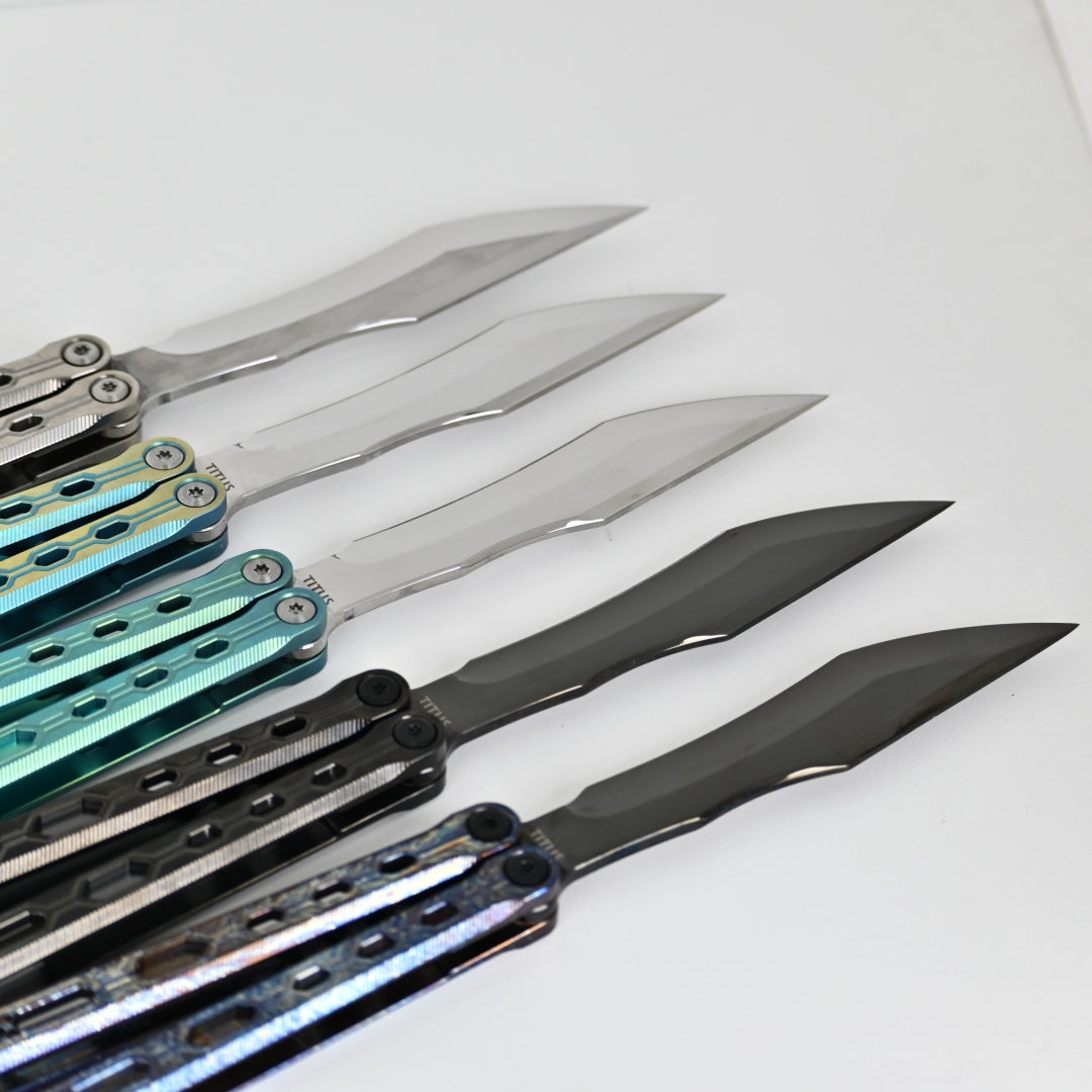 TITUS Echo Bailisong Butterfly Knife Titanium Handle VG10 Blade Bushing System Jilt Free-swinging Knives