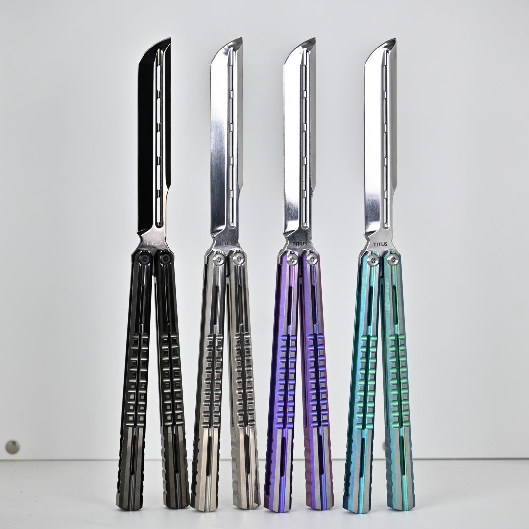 TITUS Mirage Bailisong Butterfly Knife Titanium Handle Fine-tuned VG10 Blade Bushing System Jilt Free-swinging Knives
