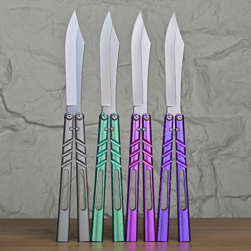 TITUS Alpha Beast Infinity ABI Bailisong Butterfly Knife Channel Titanium Handle Imitation Ice Grain VG10 Blade Bushing System Jilt Free-swinging Knives