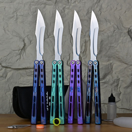 TITUS Echo Bailisong Butterfly Knife Titanium Handle VG10 Blade Bushing System Jilt Free-swinging Knives