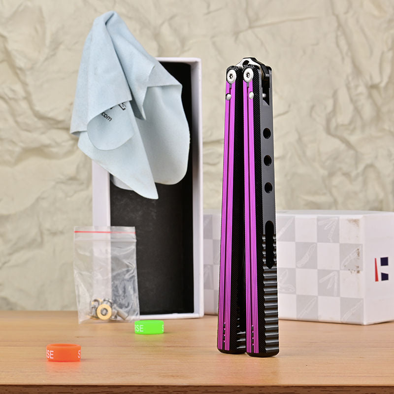 TITUS Corvus Bailisong Butterfly Knife 7075 Aluminum Channel Handle VG10 Blade Bushing System Jilt Free-swinging Knives