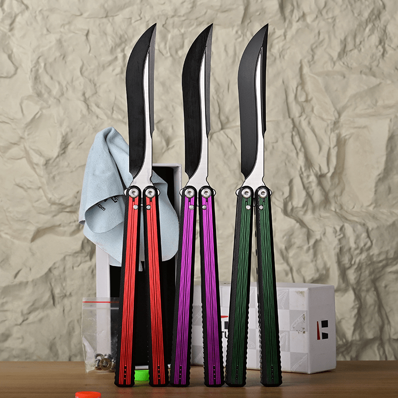 TITUS Corvus Bailisong Butterfly Knife 7075 Aluminum Channel Handle VG10 Blade Bushing System Jilt Free-swinging Knives